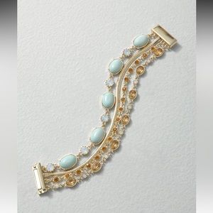 WHBM Goldtone Chain Blue Magnetic Bracelet NWT 🏷️